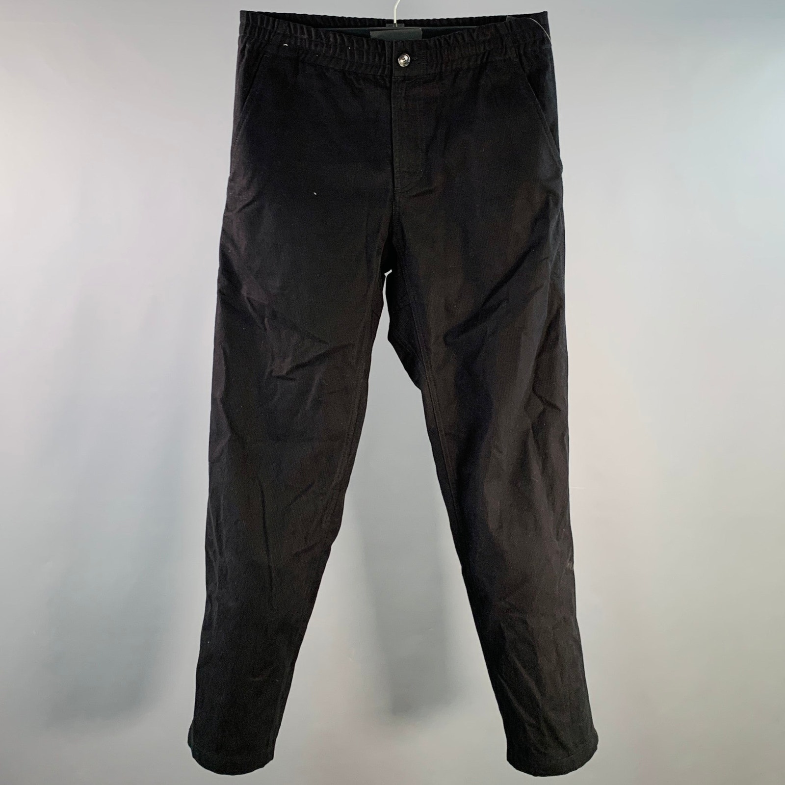 A.P.C. Size 32 Black Corduroy Cotton Elastic Waistband Casual Pants